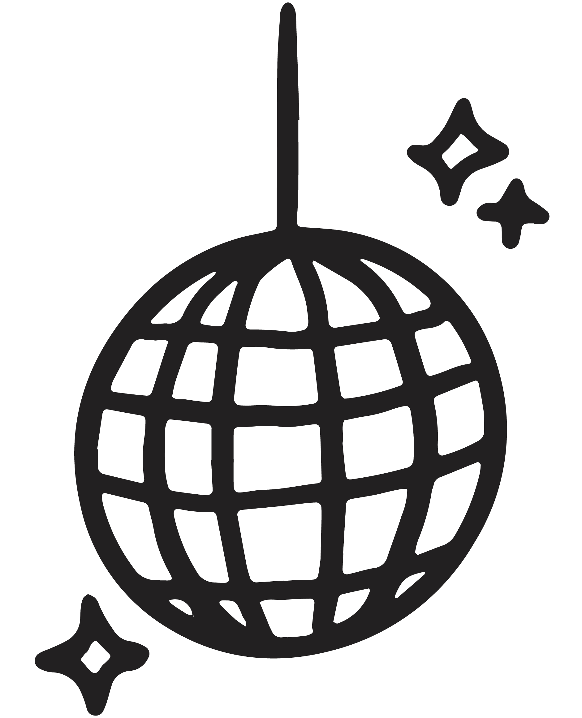 Illustration of a mirrored disco ball